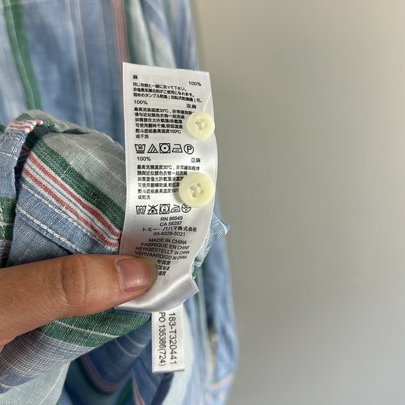 Tommy Bahama Men’s Break Line 100% Linen Striped Button Down Shirt Large Beachy - Picture 5 of 14